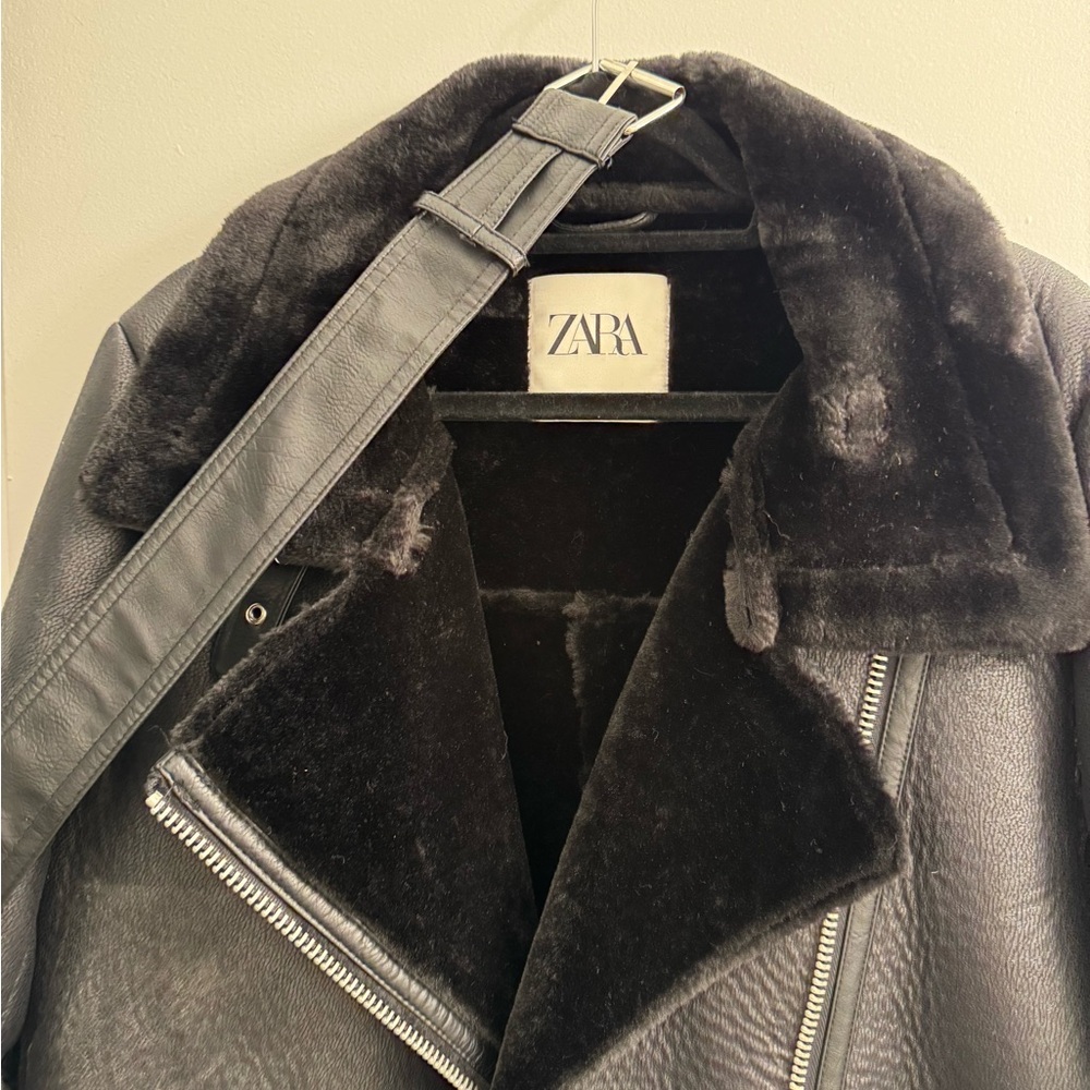 Zara faux fur and leather jacket